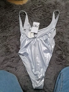 Zara Metallic Swimsuit Size S Silver 0501/201 New With Tags - Picture 1 of 8
