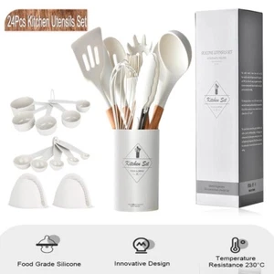 24 Pcs Silicone Cooking Utensil Kitchen Set Heat Resistant Nonstick Spatula Tool - Picture 1 of 8