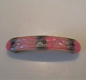 VINTAGE 50ER JAHRE ROSA MIT STRASS CELLULOID SPANGE - Bild 1 von 4