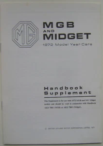 MGB Tourer and Midget Handbook Supplement 1971 AKD 7899 - Picture 1 of 1