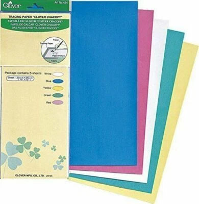 CLOVER Premium Chacopy Tracing Paper 5 Coloured Sheets 30cm x 25c