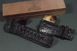 MA WATCH STRAP GENUINE OSTRICH LEG SKIN BLACK MATTE FOR BELL ROSS BR 01 03 - Picture 1 of 3