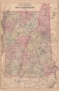 1885 RARE ANTIQUE MITCHELL ATLAS MAP OF VERMONT & NEW HAMPSHIRE-UNITED STATES - Picture 1 of 1