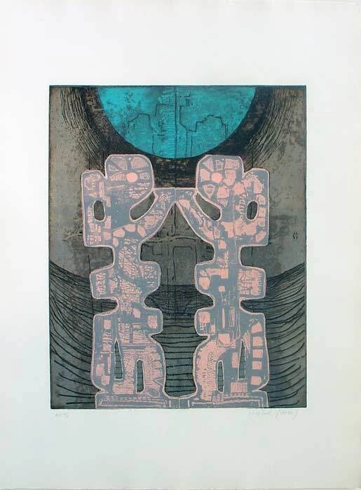 Isabel PONS, Composition 08 - Radierung in Farbe aus 1973 - Bild 1 von 1