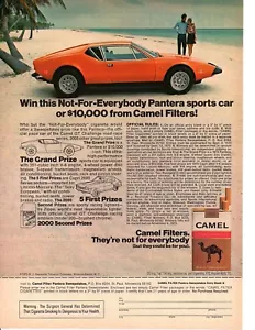 Pantera de Ghia 1973 ~ anuncio original del concurso de cigarrillos Camello - Imagen 1 de 1