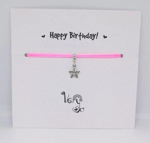 Handmade Neon Baby Pink Petite Flower Charm Bracelet - Happy Birthday - Gift - Picture 1 of 9