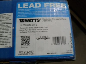 Watts 0122693 1LF009M2-QT-S 1" zona de presión reducida reflujo - Imagen 1 de 1