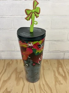 NEW Starbucks Holiday 2023 Cold Cup Tumbler 24oz with Silicon Bow Straw Topper - Picture 1 of 17