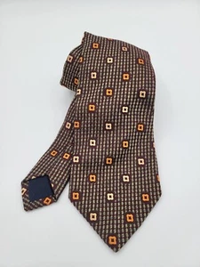 Corbata para hombre ERMENEGILDO ZEGNA marrón con diseño geométrico verde/naranja ~ S49 - Imagen 1 de 7