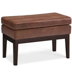 Carlson Ottoman Bench in Distressed Saddle Brown, 26.4 x 15 x 17.5 inches, So... - Picture 1 of 9