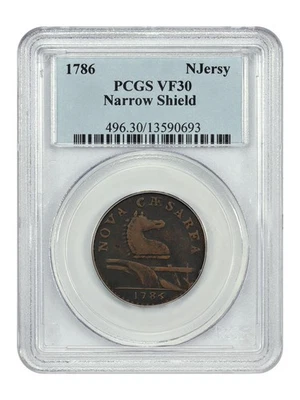 1786 New Jersey PCGS VF30 (Narrow Shield) - Colonials - Important Colonial Issue - Image 1 of 4