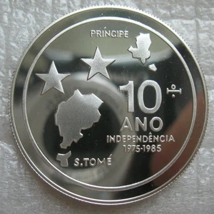 Saint Thomas & Prince Island 100 Dobras 1985 Silver Proof Coin Independence Day - Picture 1 of 2
