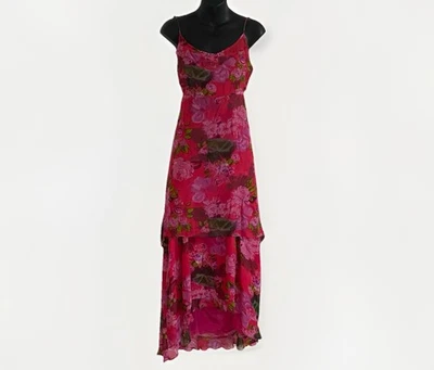 Maxi Vestido Vintage Y2K Papillon M Hoco Baile de graduación Floral en Niveles Hada Chica Gasa Foto 1 de 4