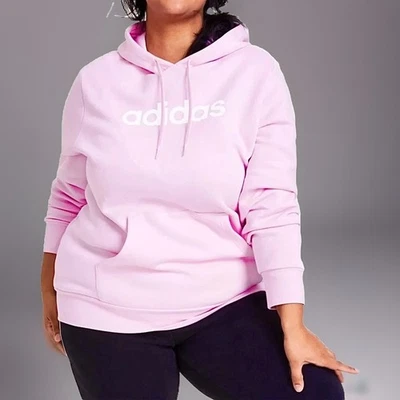 Sudadera con capucha polar con estampado de logotipo para mujer Adidas rosa, talla 1X, nueva con etiquetas Foto 1 de 4