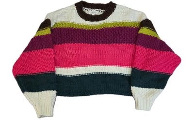 Willow & Root женщин коренастый укороченный свитер Sz L. разноцветные полоски. - Изображение 1 из 4