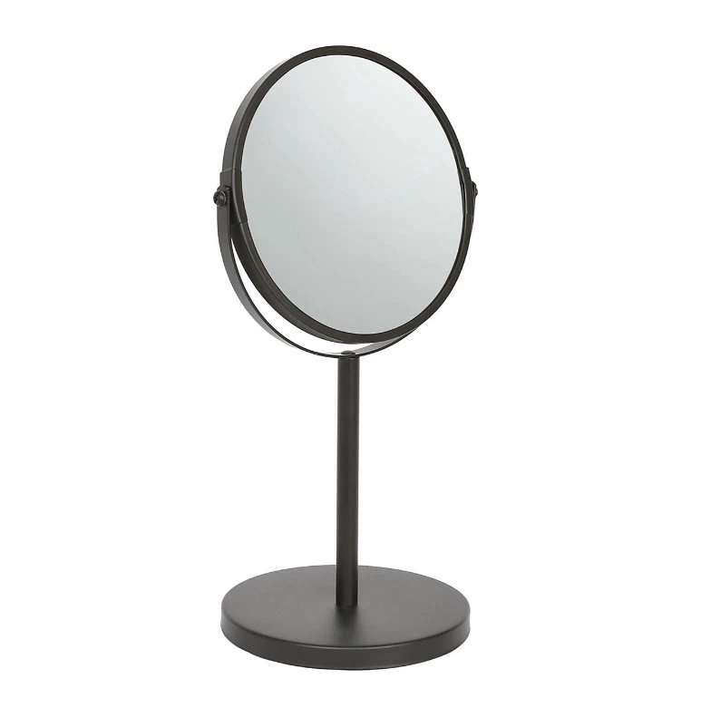 PREMIER HOUSEWARES Double Sided Round Swivel Mirror Free standing Bathroom Makeup Shaving Mirror