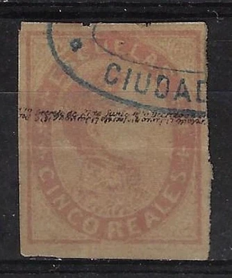 Venezuela: 1871; Scott 030, Courrier Cdad Bolívar, Tinta Usada, Ajuste 3, EBVE111 Foto 1 de 2