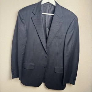 Canali Blazer Mens 38R Black Pinstripe Wool Suit Coat Jacket Office Italy - Picture 1 of 24