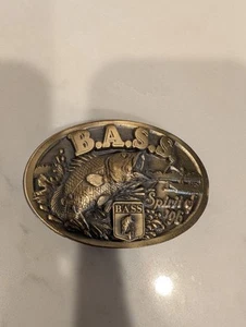 VINTAGE B.A.S.S. BELT BUCKLE SPIRIT of '96 BRASS FISHING 1996  Largemouth Bass!! - Picture 1 of 3