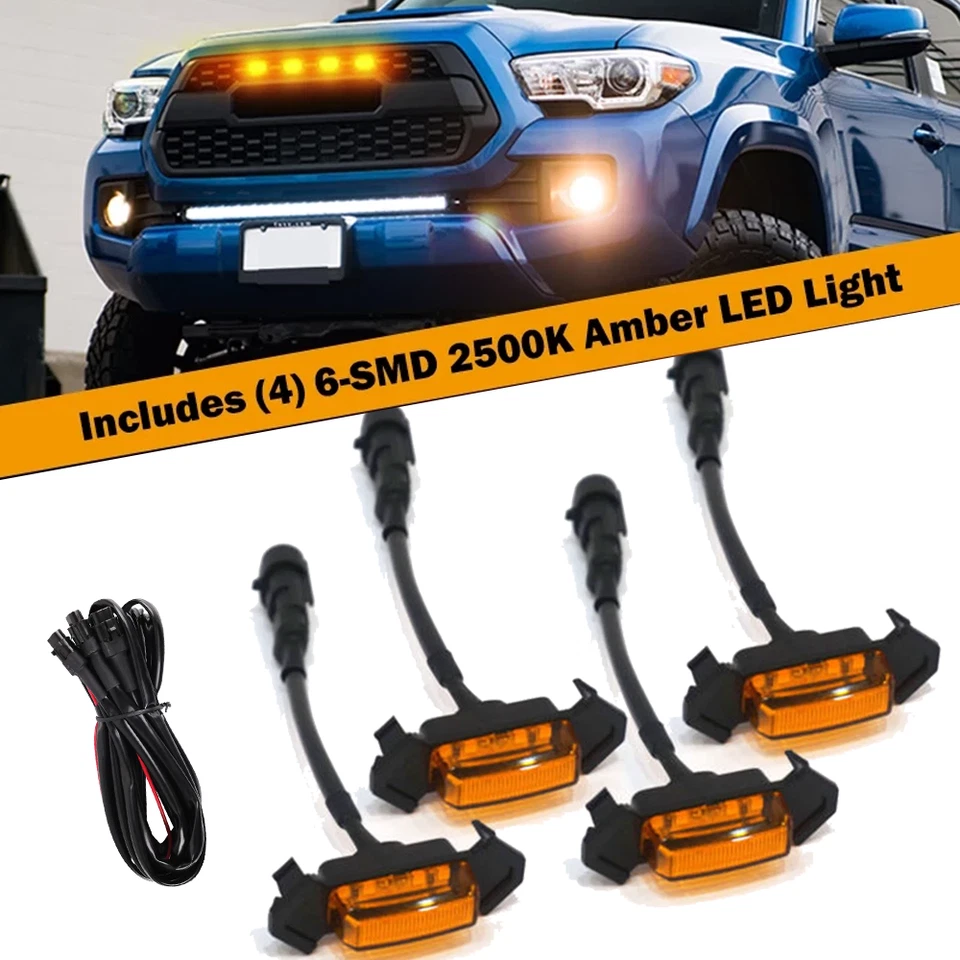 Grille LED Lights Smoked Lens Front Amber Light For Toyota Tacoma Tundra Raptor - Image 1 of 4