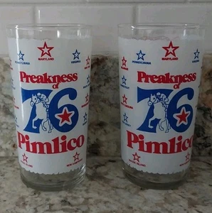 Vintage 1976 Preakness Stakes Bicentennial 12oz Glasses Set of 2 - Picture 1 of 2