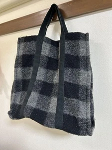 Isabel Marant ETOILE Tote Bag Handbag Black x Gray Wool Plaid attern Women - Picture 1 of 24
