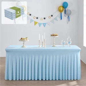 4er Pack Blau Spandex Tischdecken für 8 Fuß Rechteck Tische, Faltenfrei Passform... - Bild 1 von 6