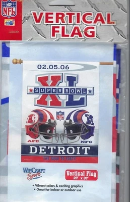 SUPER BOWL XL Detroit 2006 NFL Football 27x37 Original Event BANNER Flag Sealed - Image 1 of 4