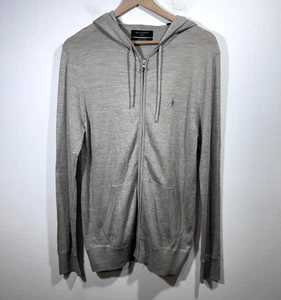Suéter con Capucha All Saints Para Hombre Ligero Lana Merino Tejido Cremallera Talla M Beige - Imagen 1 de 7