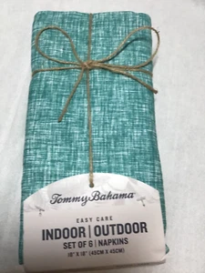 TOMMY BAHAMA EASY CARE INDOOR OUTDOOR NAPKINS TURQUOISE WHITE (4) 18 X18 NIP - Picture 1 of 2