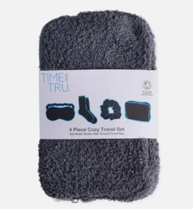 Time and Tru Women's Cozy 4-Piece Travel Set - Eye Mask, Socks, Hair Tie, Bag - Picture 1 of 5