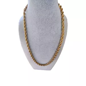 Unisex Gold Tone Diamond Cut Rope Twist Chain To 18" - Picture 1 of 6