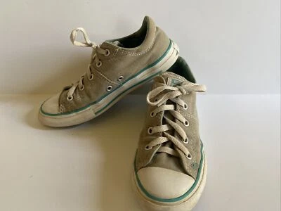 Converse All Star Youth Size 2 Teal on Gray Low Top Lace Up Athletic Shoes - Image 1 of 4