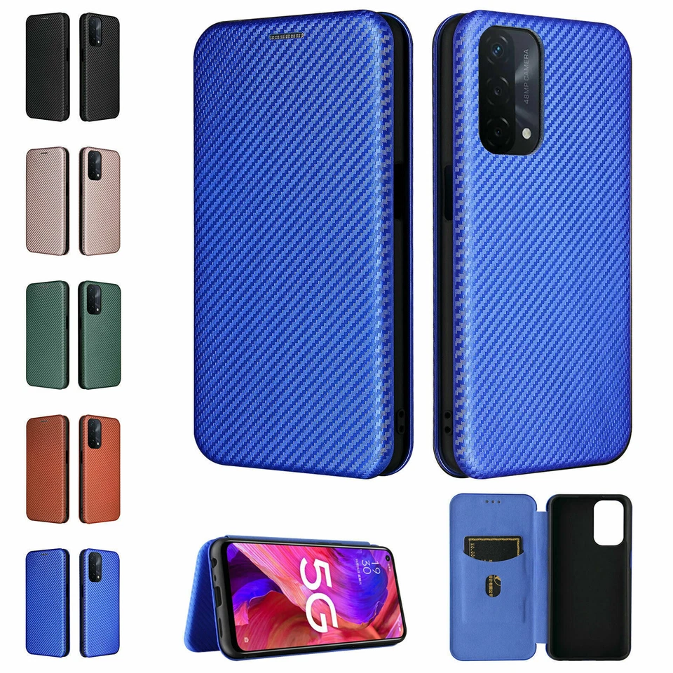 Funda tipo billetera de fibra de carbono para Samsung S25 S24 S22 S23 S21 S20 A56 A17 A16 Foto 1 de 4