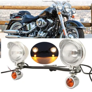 Passing Fog Turn Signals Light Bar For Honda Yamaha VStar XVS 650 950 1100 1300 - Picture 1 of 12