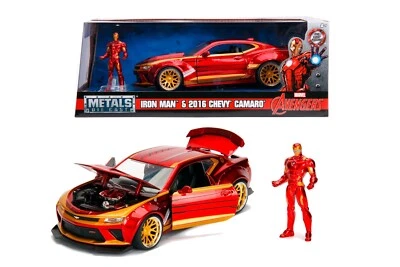 Iron Man & 2016 Chevrolet Camaro, Marvel Avengers, 1/24 Car Model for Kids,Jada - Image 1 of 4