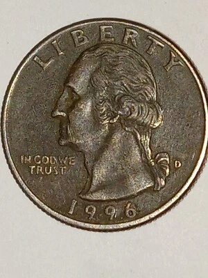 1996 D Washington "Black Beauty " Quarter w/die break Across Upper Lip (Mustach) - Image 1 of 4