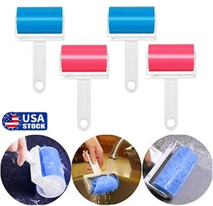 4× Reusable Sticky Lint Roller Washable Clothes Pet Hair Remover Dust Cleaner US - Picture 1 of 18