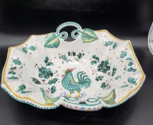 Gallo verde ensalada con mango de cerámica italiana Peasants Village de colección - Imagen 1 de 16