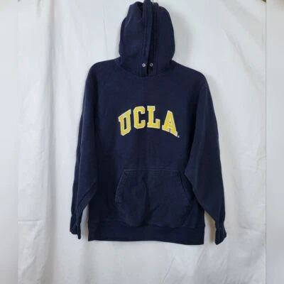 Steve & Barrys Y2K темно-синий UCLA сшитый длинным рукавом свитер с капюшоном маленький винтажный - Изображение 1 из 4