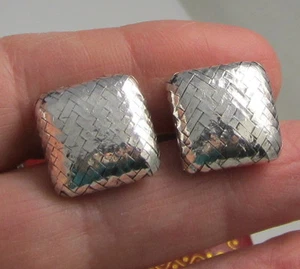 Gemelos vintage elegantes únicos elegantes brillantes tejidos de plata de ley de 15,5 gramos - Imagen 1 de 5