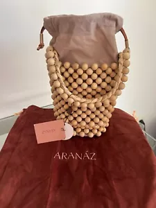 ARANAZ Punto Natural Wood Beaded Bucket Bag $266 MSRP NEW - Picture 1 of 10