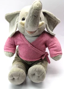 Build A Bear Retired Elephant Gray With Trunk Up Sitting Pants Pink Shirt - Picture 1 of 8
