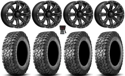 MSA Bounty 14" Wheels Black 30" Predator Tires Kawasaki Teryx Mule - Image 1 of 4