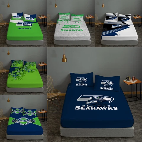 Seattle Seahawks Fitted Sheet Lightweight Bed Sheet Pillowcase Set Bedroom Gifts Cover