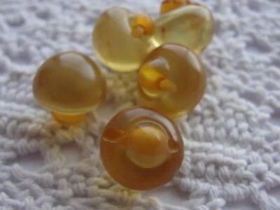 Vintage Bakelite Buttons Apple Juice Chunky Ball Round Sphere Drilled  1/2" AG - Image 1 of 3