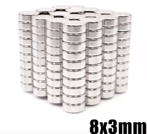 10pcs 8x3mm Super Powerful Strong Round Neodymium Disc Magnets N35 Rare Earth NN - Picture 1 of 1