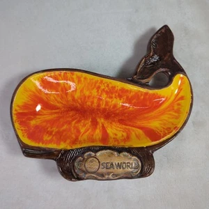 Sea World Wal Schmuck Geschirr Aschenbecher orange Schatzhandwerk Vintage USA Tiki Tablett - Bild 1 von 7
