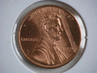 1999-P Lincoln Cent Struck Through Obverse Major Error - BU - Image 1 of 4