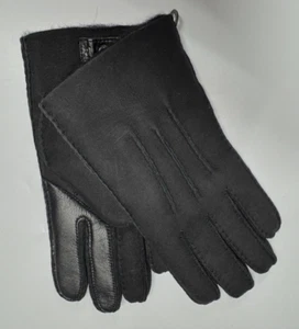 UGG 3 Point Black Sheepskin Shearling Men's Winter Gloves Touch Screen NEW Large - Picture 1 of 12